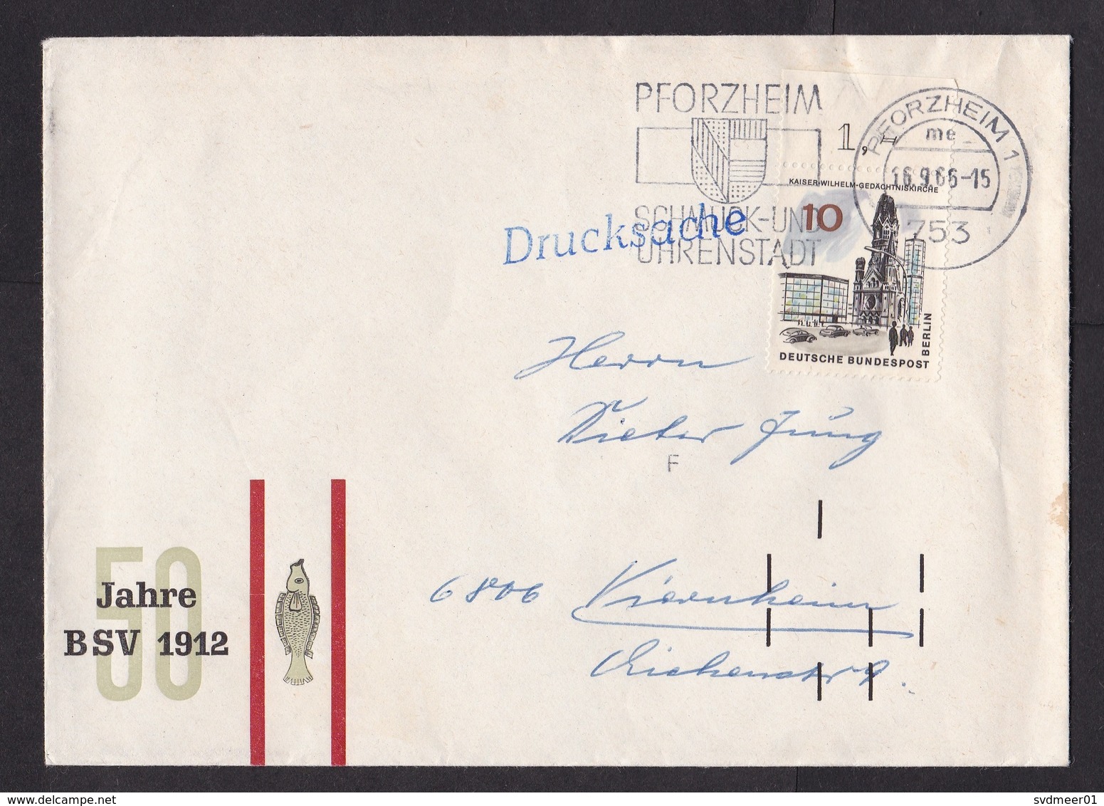 Germany: Cover, 1966, 1 Stamp, Berlin, Tab, Early Black Postcode Sorting Markings (minor Damage) - Brieven En Documenten