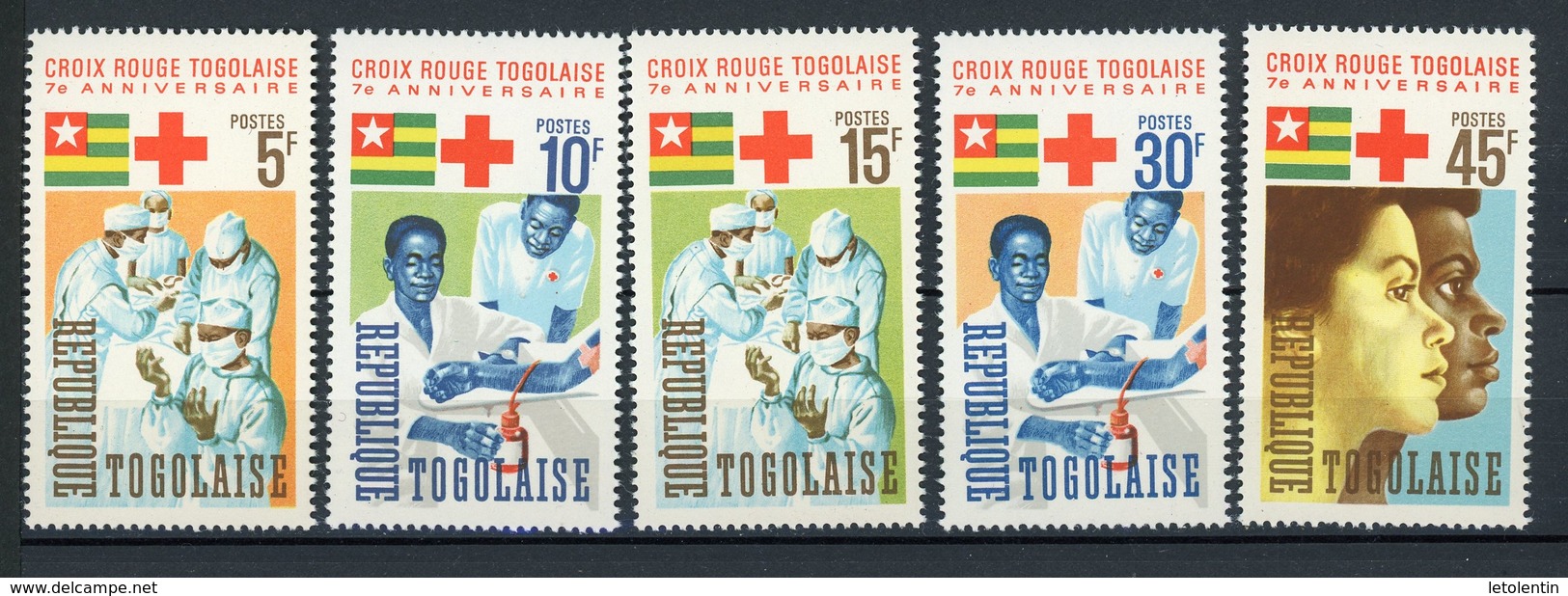 TOGO: CROIX ROUGE N° Yvert 485/489** - Togo (1960-...)