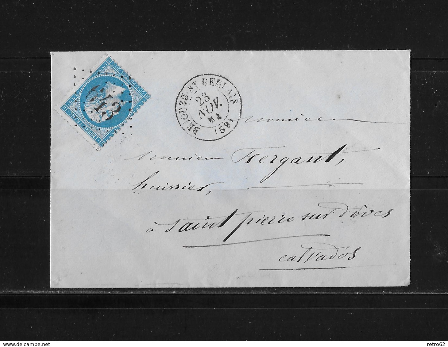 1863-1870 Napoléon III. Laure → Lettre 1864 à Calvados Et Losange 643 - 1862 Napoléon III