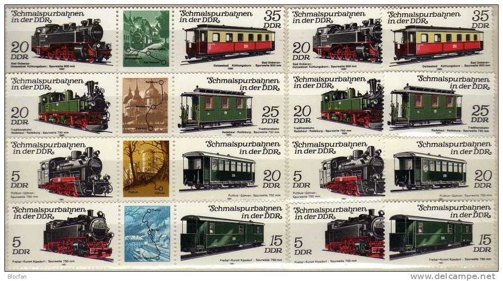 Schmalspurbahn 1980 Mit Zierfeld I+II DDR 2562/5,2629/2+4 ZD ** 9€ Kleinbahn Der Ostsee Train Se-tenant GDR Germany - Lots & Kiloware (mixtures) - Max. 999 Stamps