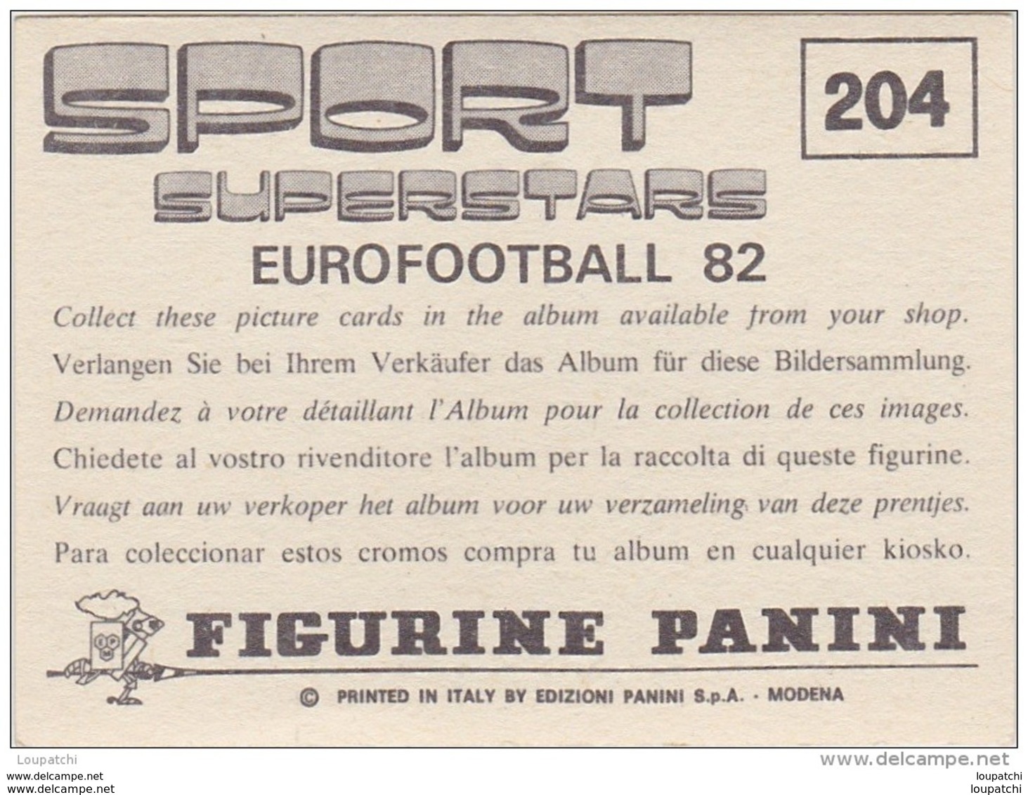 PANINI SPORT SUPERSTARS 1982 FOOTBALL BELGIQUE LOKEREN - Edition Française