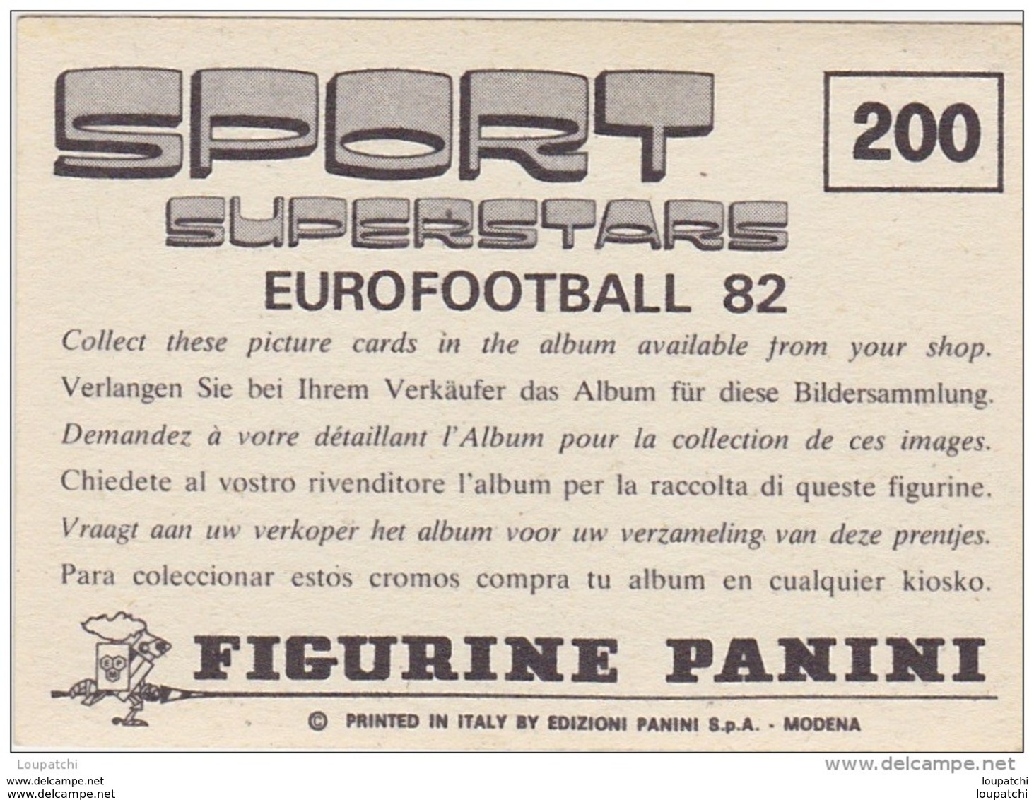 PANINI SPORT SUPERSTARS 1982 FOOTBALL ALLEMAGNE STUTTGART - Edition Française