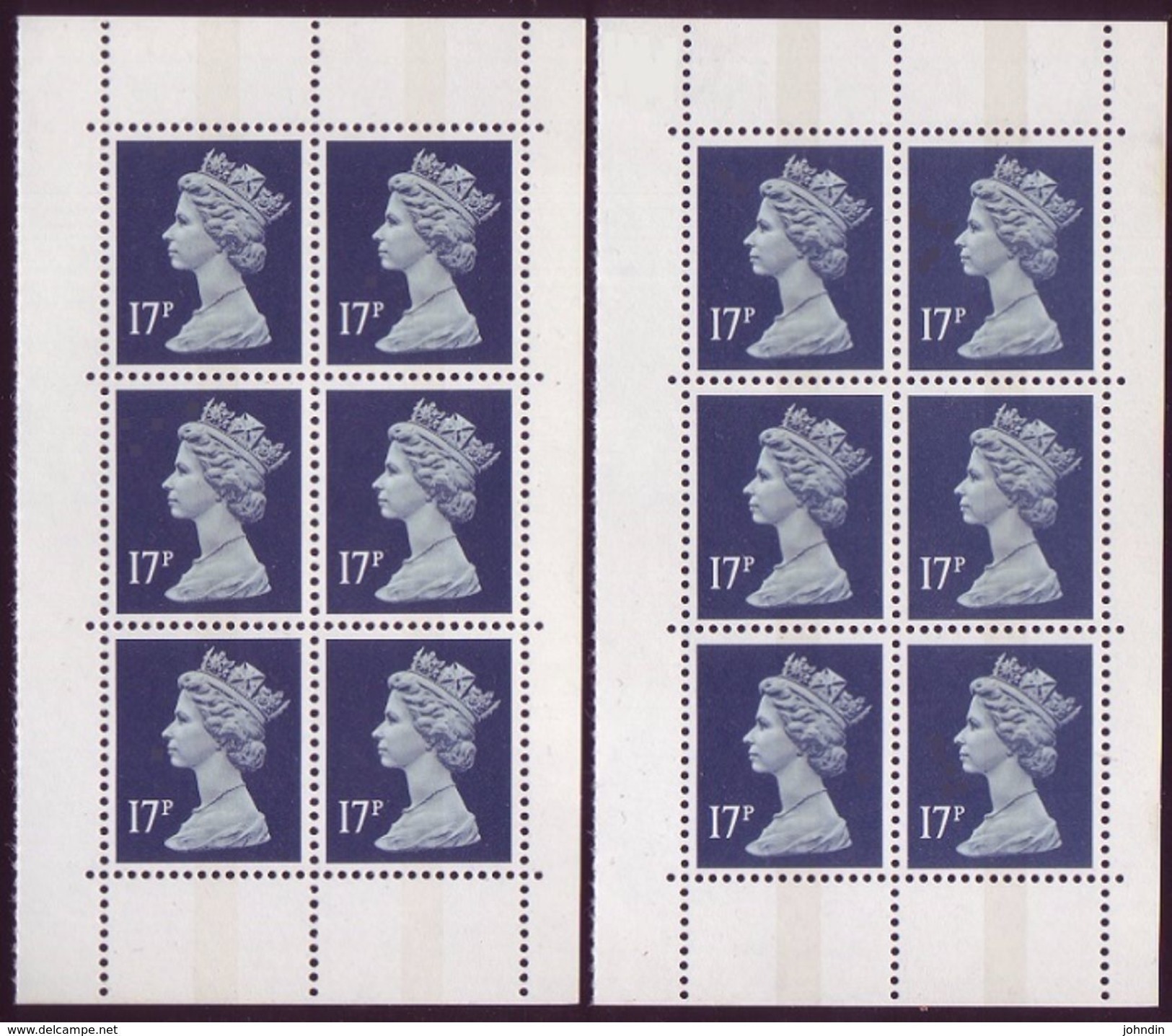 2 X 1991 GB Blocks Of 6 X 17p Machins  SG X1008 - UM/MNH - Machins