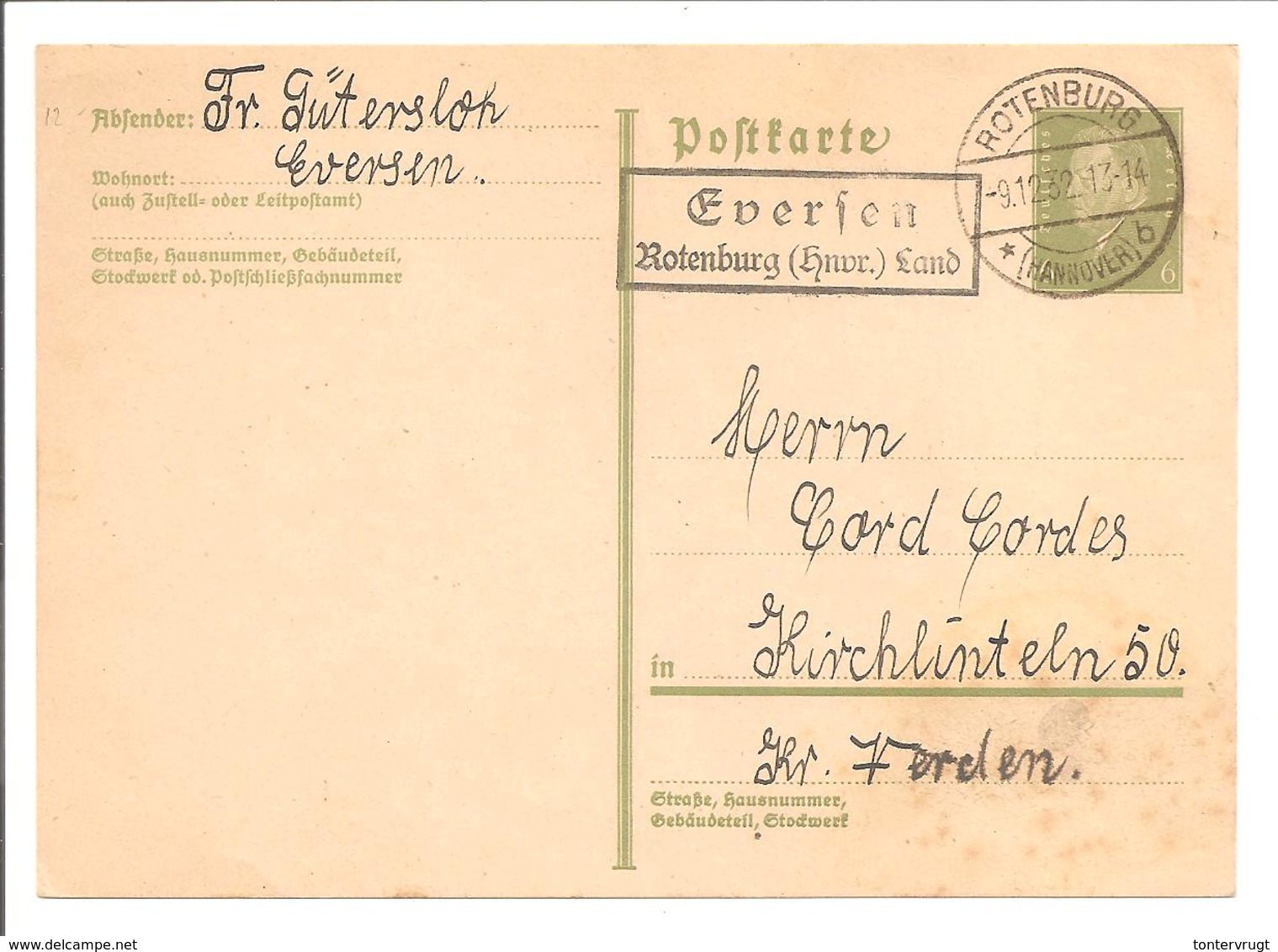 Landpoststempel Eversen/Rotenburg - Briefe U. Dokumente