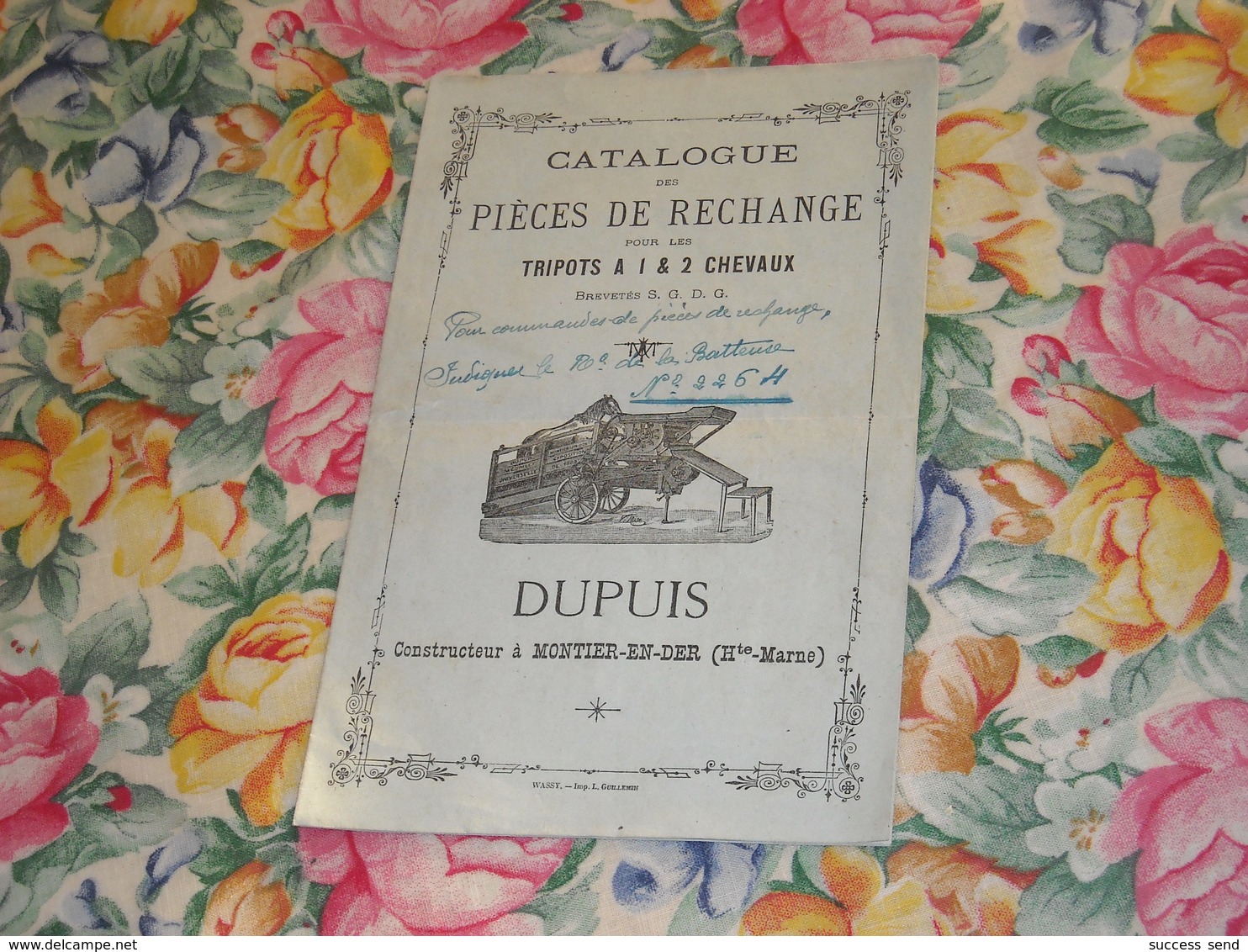 Rare CATALOGUE Pièces De Rechange Pour Les TRIPOTS à 1 & 2 CHEVAUX. DUPUIS à MONTIER-EN-DER - Reclame