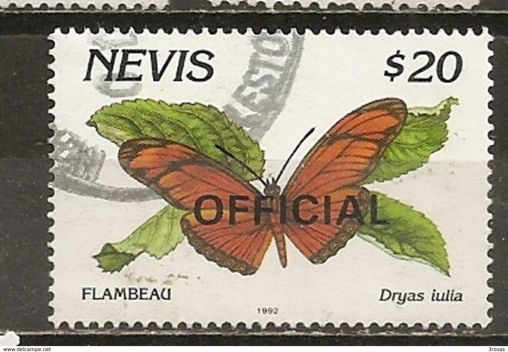 Nevis Official Papillons Butterflies Obl - St.Kitts-et-Nevis ( 1983-...)