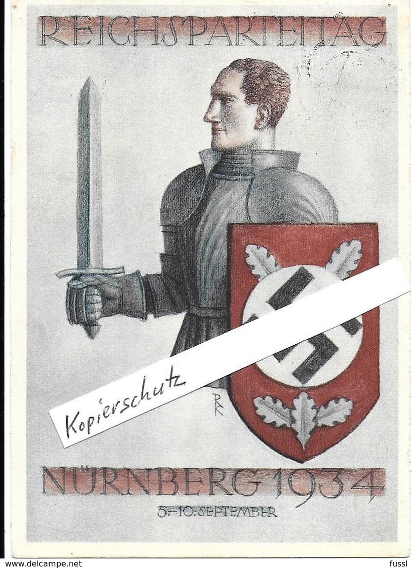 Propaganda, Hitler, Nazi, Drittes Reich, Hakenkreuz, Swastika, Propagandakarte, Reichsparteitag Nürnberg - Guerre 1939-45