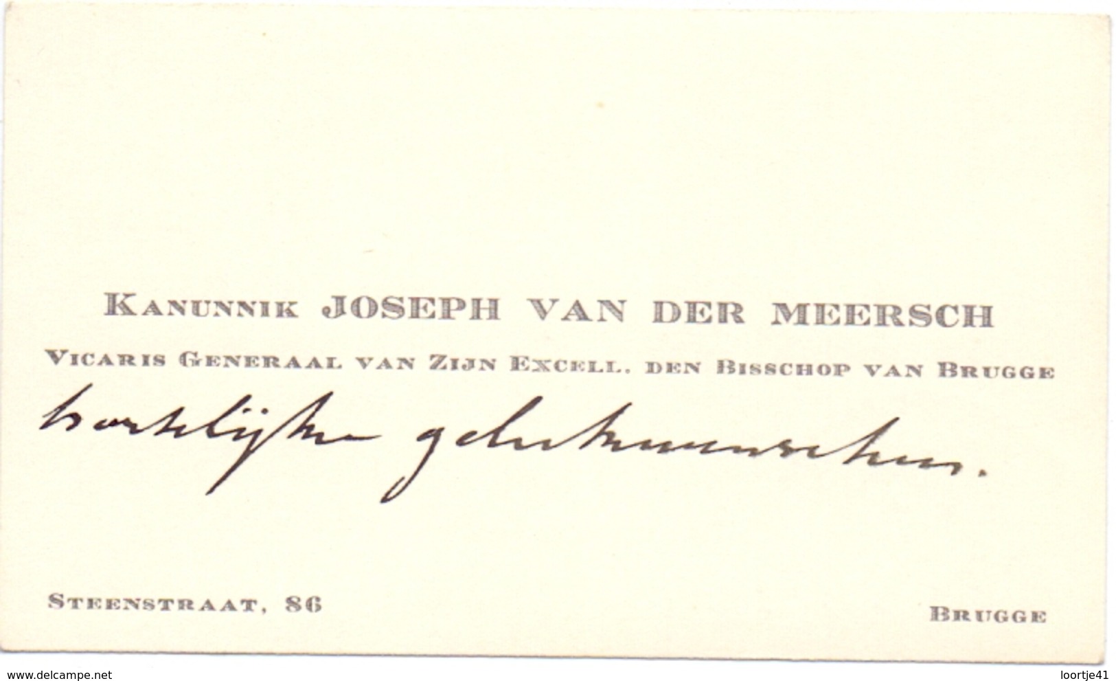 Visitekaartje - Carte Visite - Kanunnik Joseph Van Der Meersch -  Brugge - Cartes De Visite