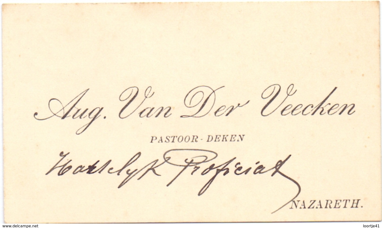 Visitekaartje - Carte Visite - Pastoor Deken - Aug. Van Der Veken - Nazareth - Cartes De Visite