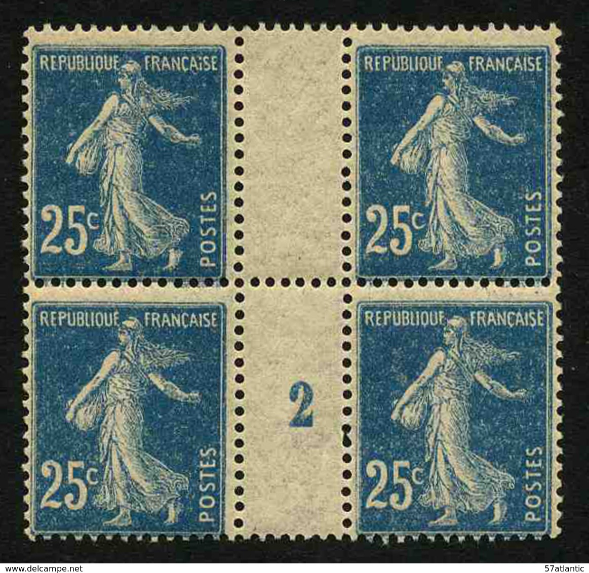 FRANCE - YT 140 ** - SEMEUSE 25c Type IA Papier C - BLOC DE 4 TIMBRES NEUFS ** AVEC MILLESIME 2 (1912) - Millésime