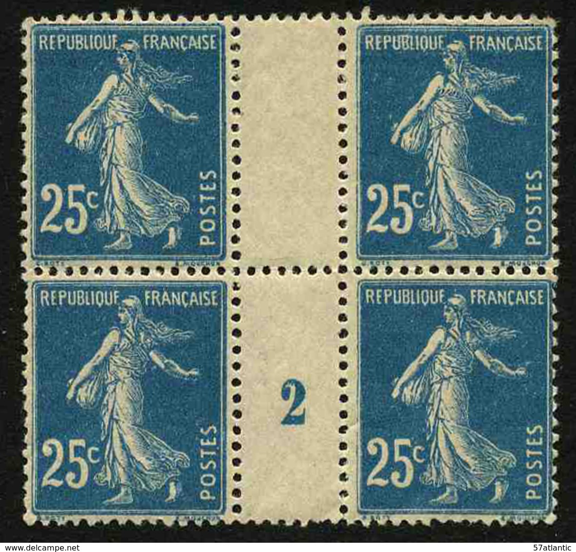 FRANCE - YT 140 ** - SEMEUSE 25c Type IA Papier C - BLOC DE 4 TIMBRES NEUFS ** AVEC MILLESIME 2 (1912) - Millésime