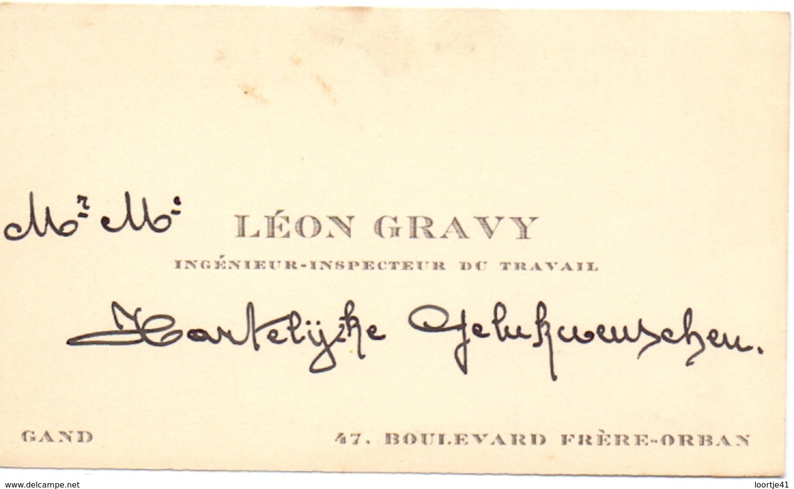 Visitekaartje - Carte Visite - Ingenieur Leon Gravy - Gand Gent - Cartes De Visite