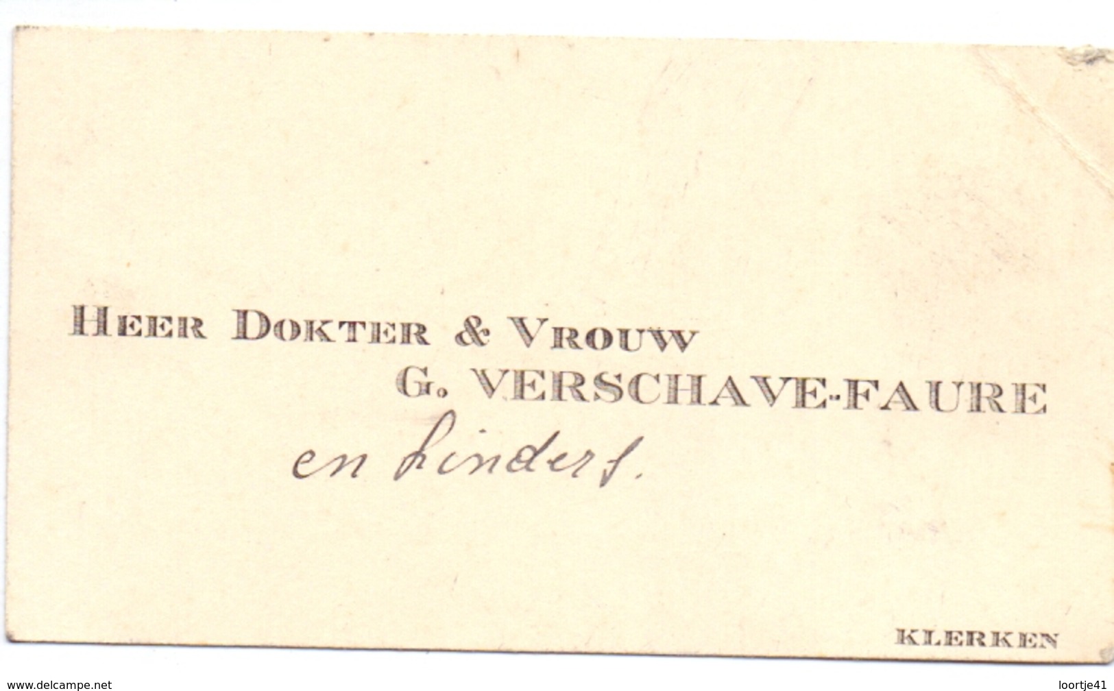 Visitekaartje - Carte Visite - Dokter & Vrouw G. Verschaeve - Faure - Klerken - Cartes De Visite