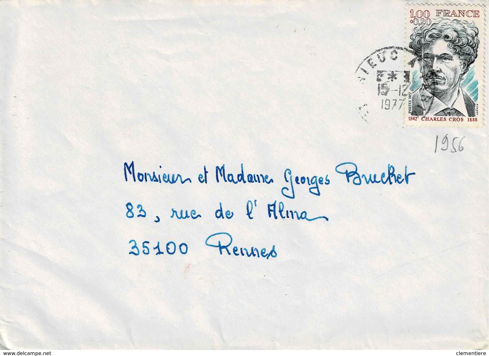 TP N° 1956 Seul Sur  Enveloppe  Avec Cachet De St Brieuc à Paris - 1961-....