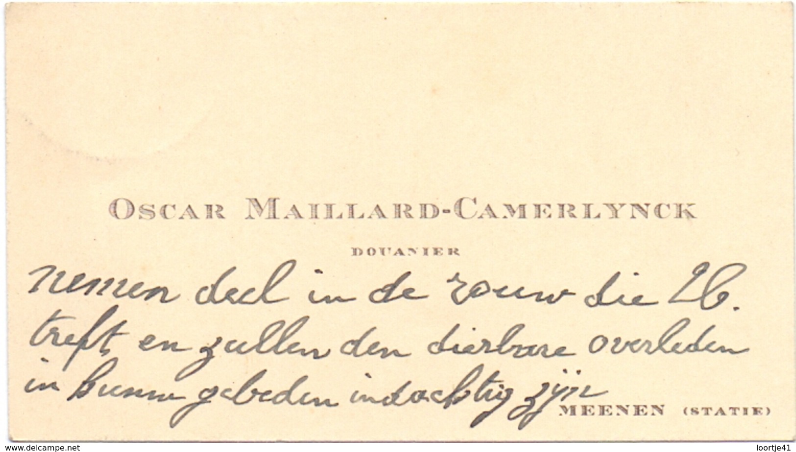 Visitekaartje - Carte Visite - Douanier Oscar Maillard - Camerlynck - Menen - Menin - Visiting Cards