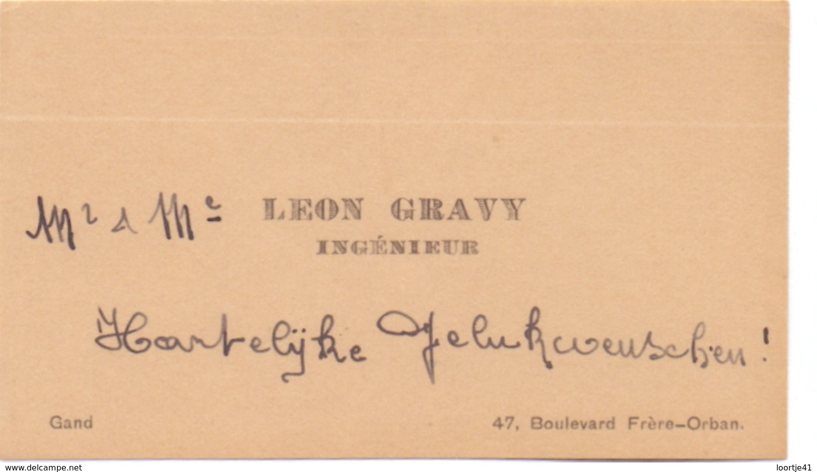 Visitekaartje - Carte Visite - Ingenieur Leon Gravy - Gand Gent - Cartes De Visite