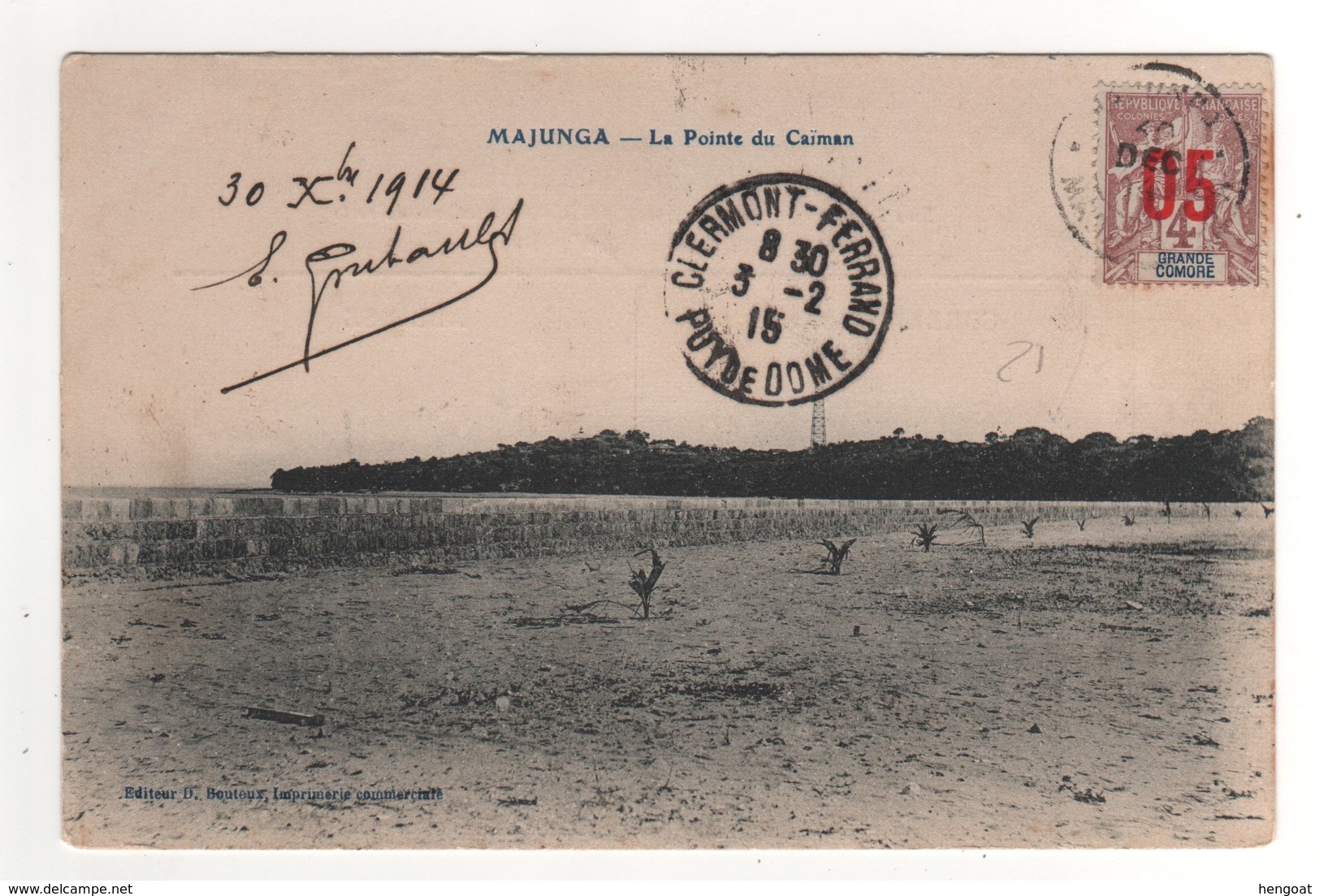 Timbre , Stamp   Yvert N° 21 Sur Cp , Carte , Postcard  Du 30/12/1914 Postée à Majunga , Madagascar - Brieven En Documenten
