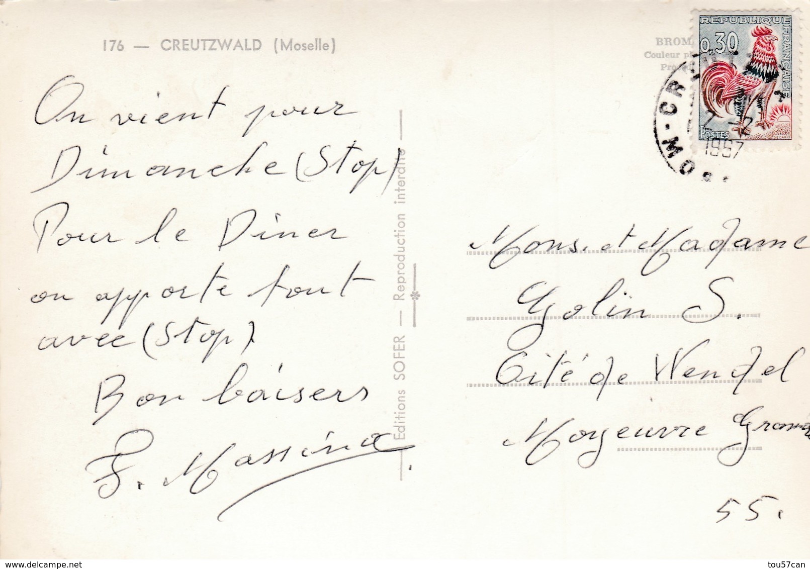 CREUTZWALD - MOSELLE  -  (57) -  PEU COURANTE CPSM.MULTIVUES 1957. - Creutzwald