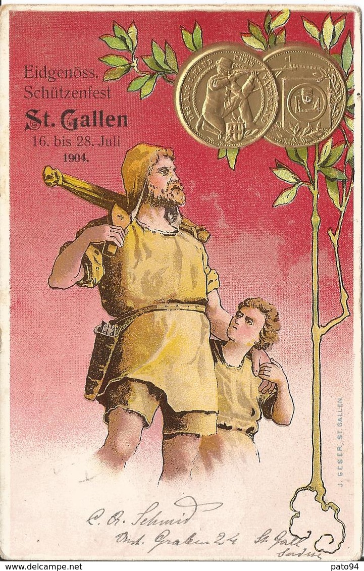 SUISSE  /  ST.  GALLEN  -  Eidgenöss  Schützenfest  Juillet  1904  /  Archer  /  Médaille Gaufrée  Tir - St. Gallen