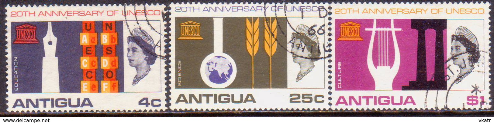 ANTIGUA 1966 SG #196-198 Compl.set Used UNESCO - 1960-1981 Autonomie Interne