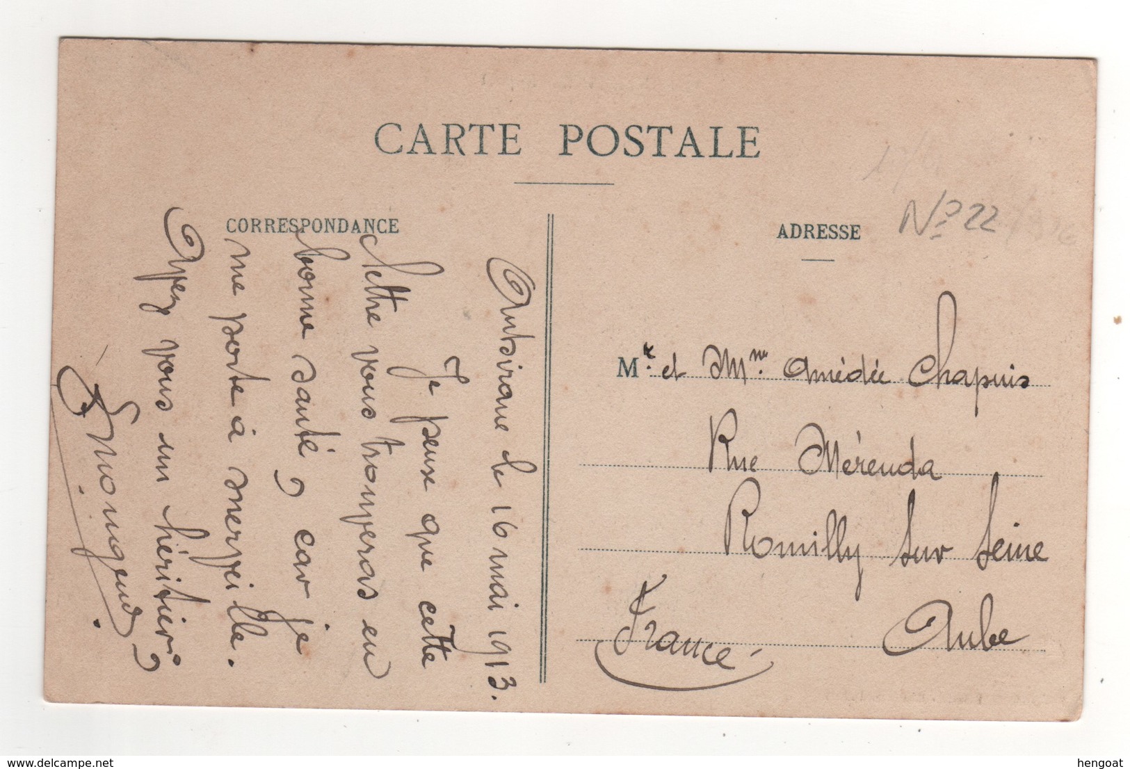Timbre , Stamp   Yvert N° 22 Sur Cp , Carte , Postcard  Du 16/05/1913  Postée à Diego Suarez , Madagascar - Cartas & Documentos