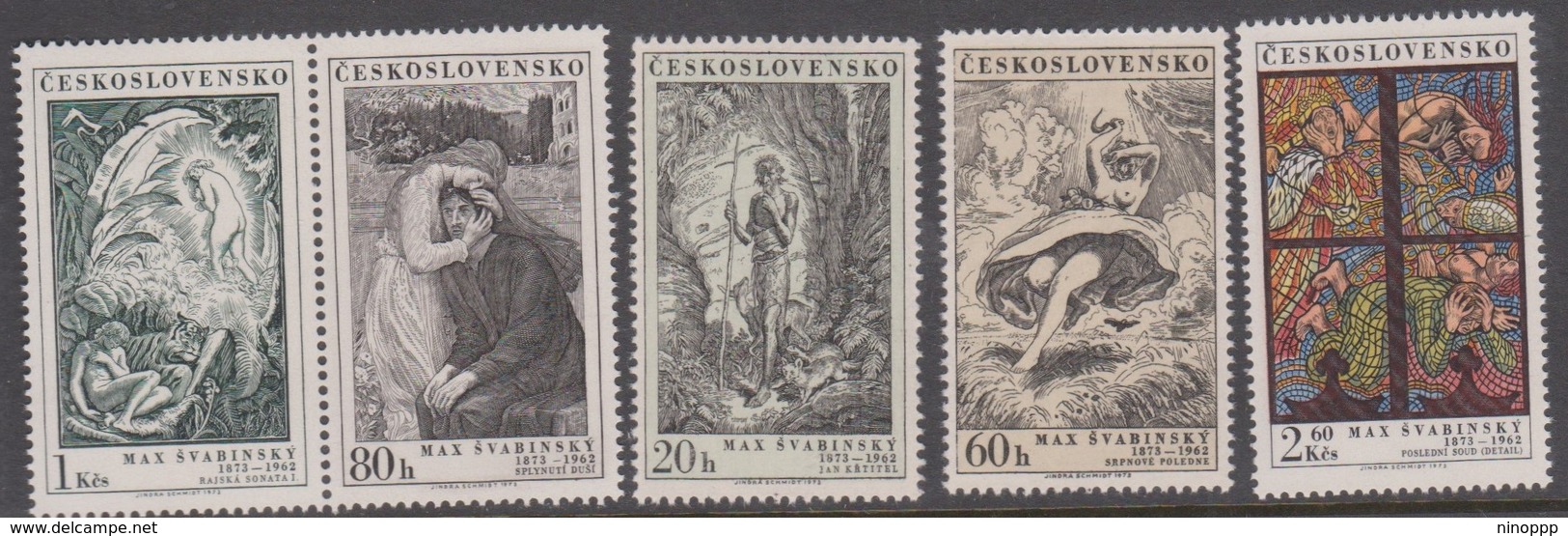 Czechoslovakia Scott 1902-1906 1973 Birth Centenary Of Svabinsky, Mint Never Hinged - Unused Stamps