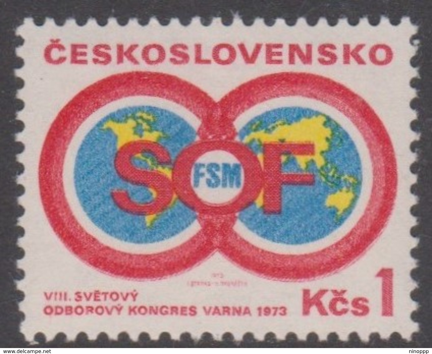 Czechoslovakia Scott 1907 1973 8th Congress Trade Unions, Mint Never Hinged - Unused Stamps