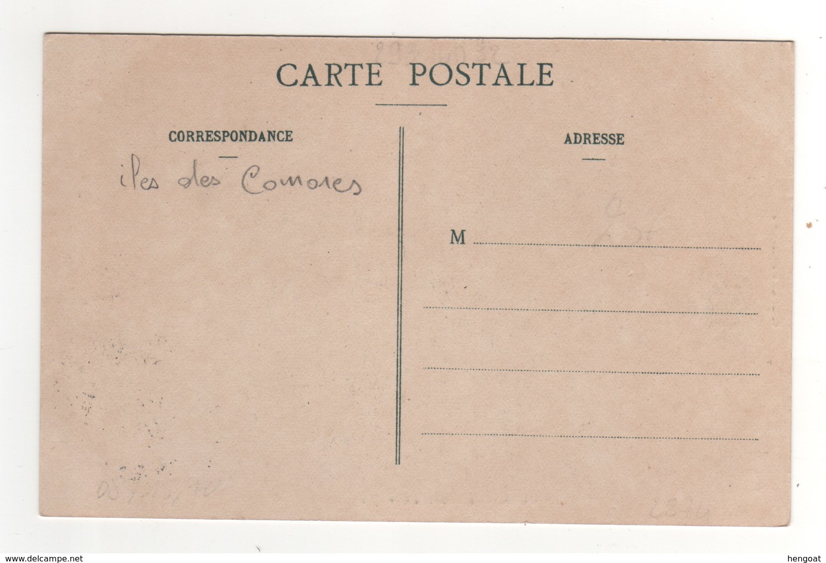 Timbre , Stamp   Yvert N° 1 Sur Cp , Carte , Postcard  Oblitérée  D' Anjouan Du  19/09/1910  Non Circulée - Cartas & Documentos