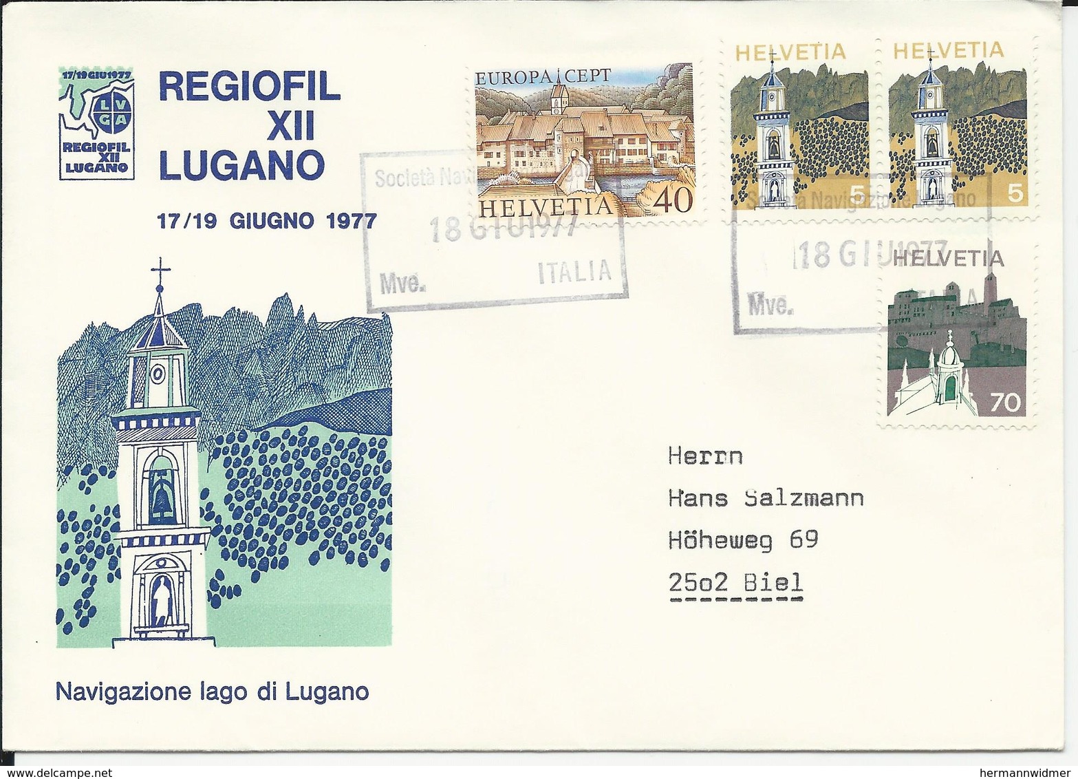 523,532,589, Paysage, Sottoceneri, Sopraceneri, EUROPA, St-Ursanne, Cachet Courrier Sur Bateau, 18 Giu 1977, - Lettres & Documents