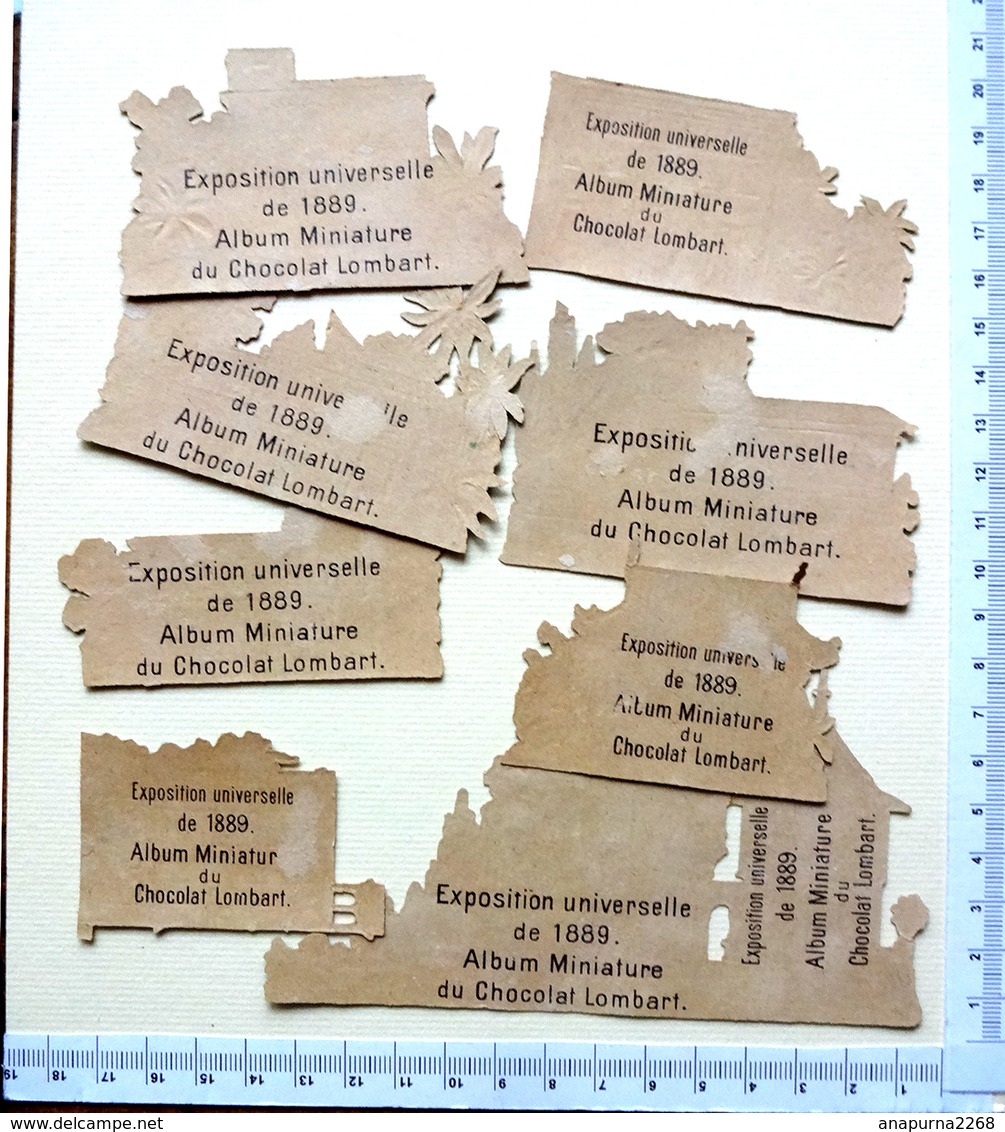 8 CHROMOS  DECOUPIS...EXPOSITION UNIVERSELLE DE 1889...CHOCOLAT LOMBARD...TYPES D'HABITATIONS - Autres & Non Classés