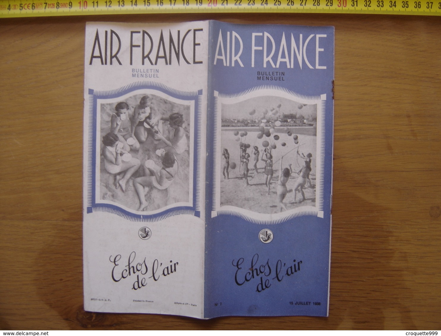 Juillet 1938 Dépliant 7 Echos De L' AIR FRANCE Avion Plane AVIATION Cote Basque - Autres & Non Classés