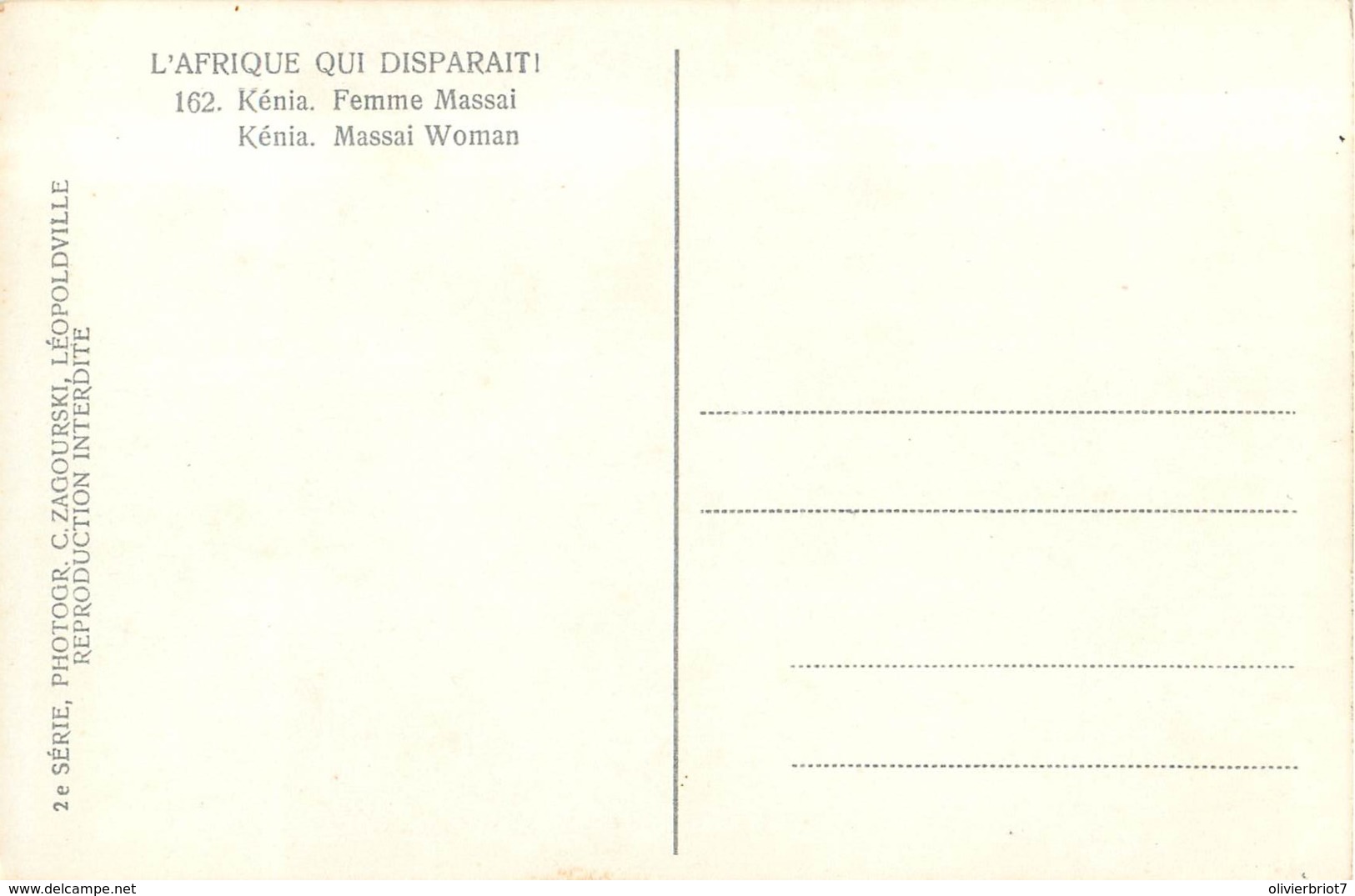 Kenya - Type Massai  - L'Afrique Qui Disparait (Photo: C.Zagourski , Léopoldville) 2°série N°162 - Kenia