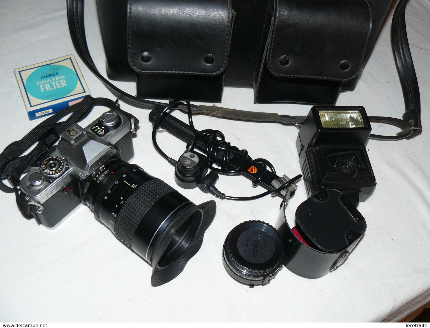 Minolta XG9, Zoom 28X85, Focus MC4 2X MX, Flash National PE3056, Sacoche Cuir, - Cameras