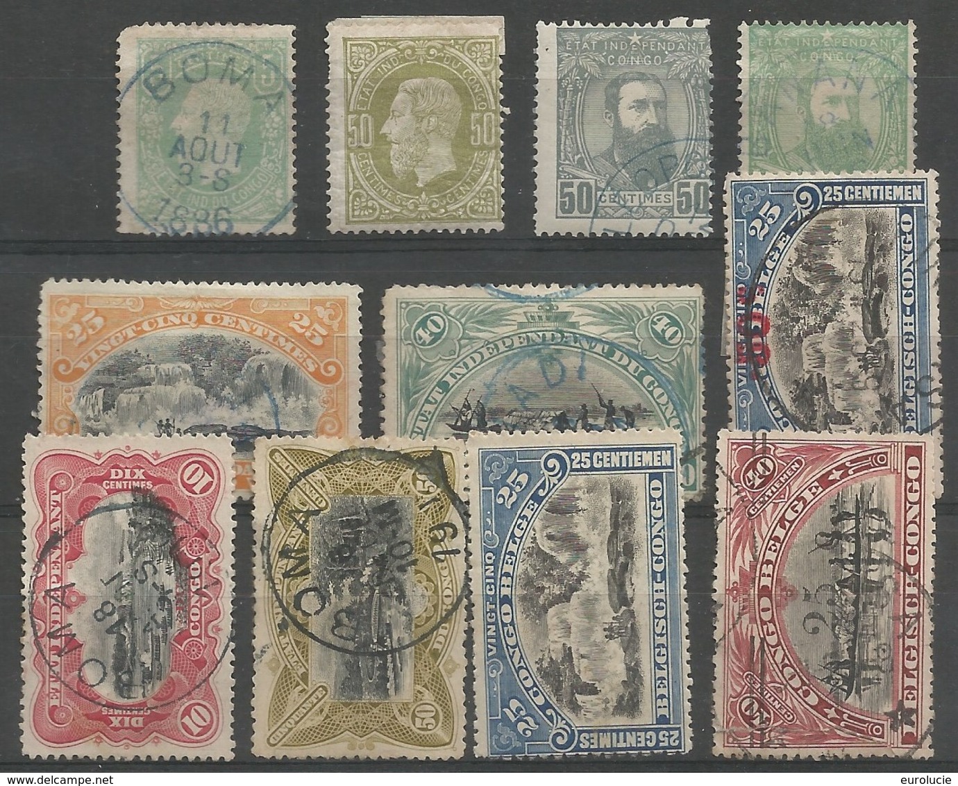 CONGO 1 Obl, 4, 6, 10, 20, 21, 25, ... - 1884-1894