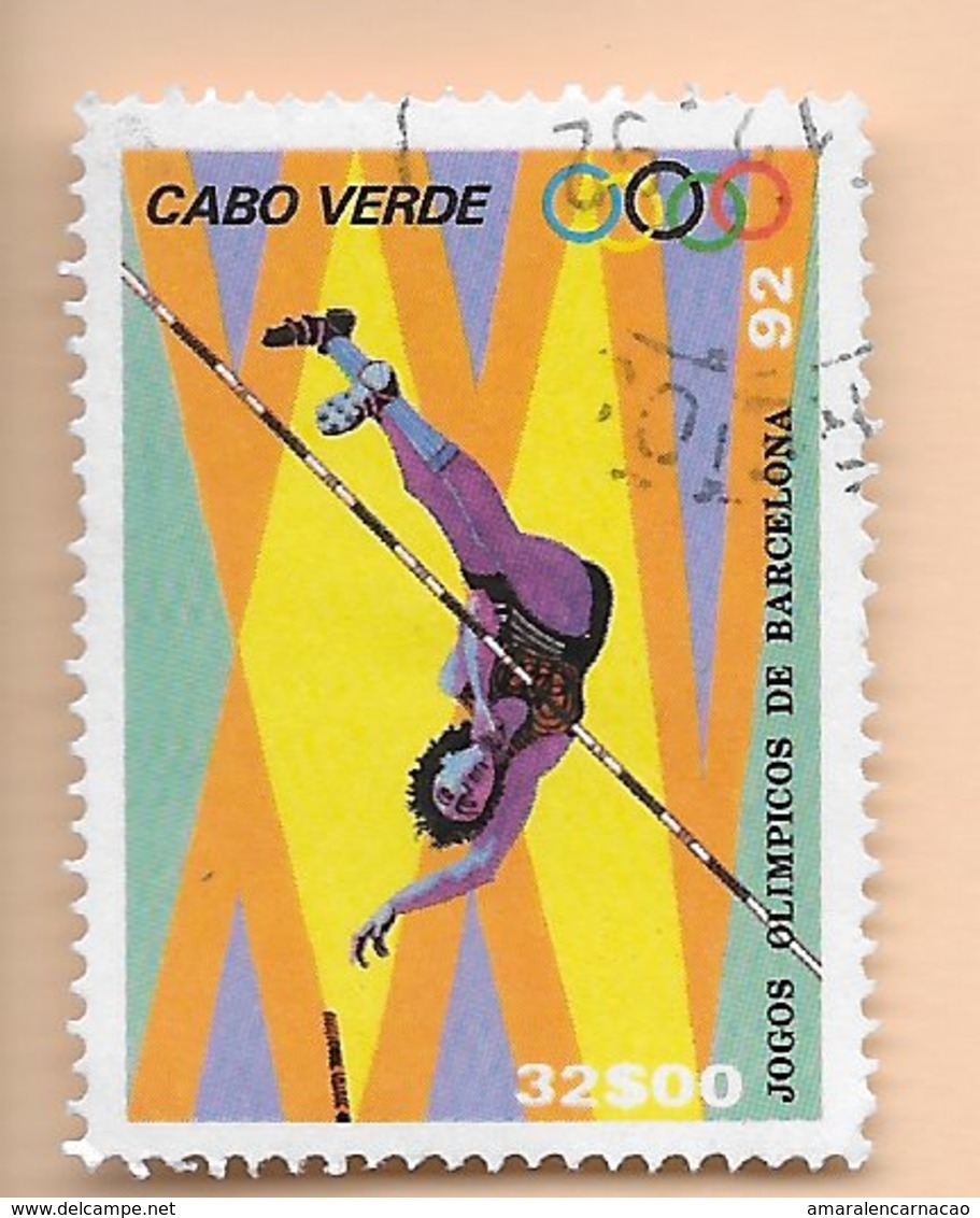 TIMBRES- STAMPS- CAP VERT / CAPE VERDE -1992- JEUX OLYMPIQUES DE BARCELONA - TIMBRE OBLITÉRÉ AVEC DIFFÉRENCE DE COULEUR - Cap Vert