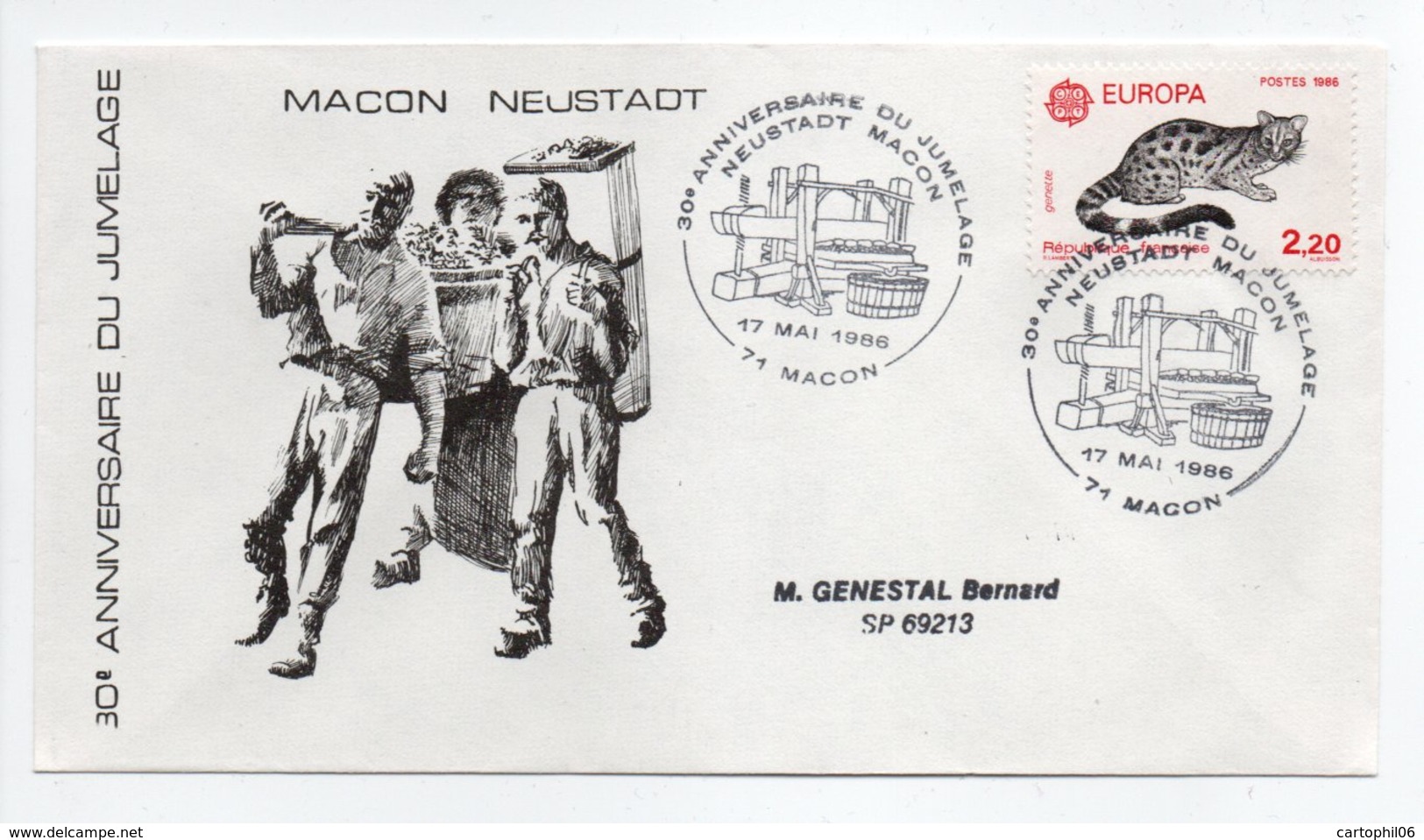 - FDC 30e ANNIVERSAIRE DU JUMELAGE MACON / NEUSTADT 17.5.1986 - - Emissions Communes