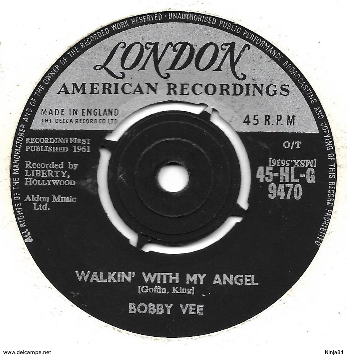 SP 45 RPM (7")   Bobby Vee  "  Run To Him  "  Angleterre - Rock