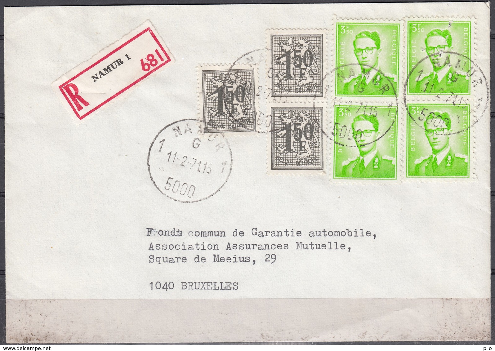 1068 (4) Met Stempel Namur 1 Op Aangetekende Brief - 1953-1972 Brillen