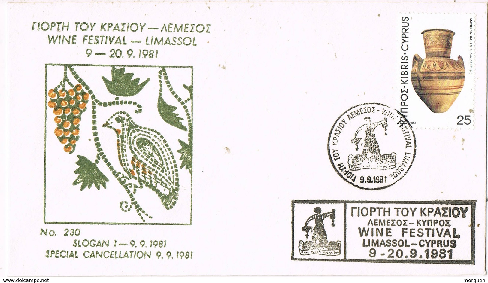 31507. Carta LIMASSOL (Chipre) 1981. Festival  WINE, Vino, Uvas - Cartas