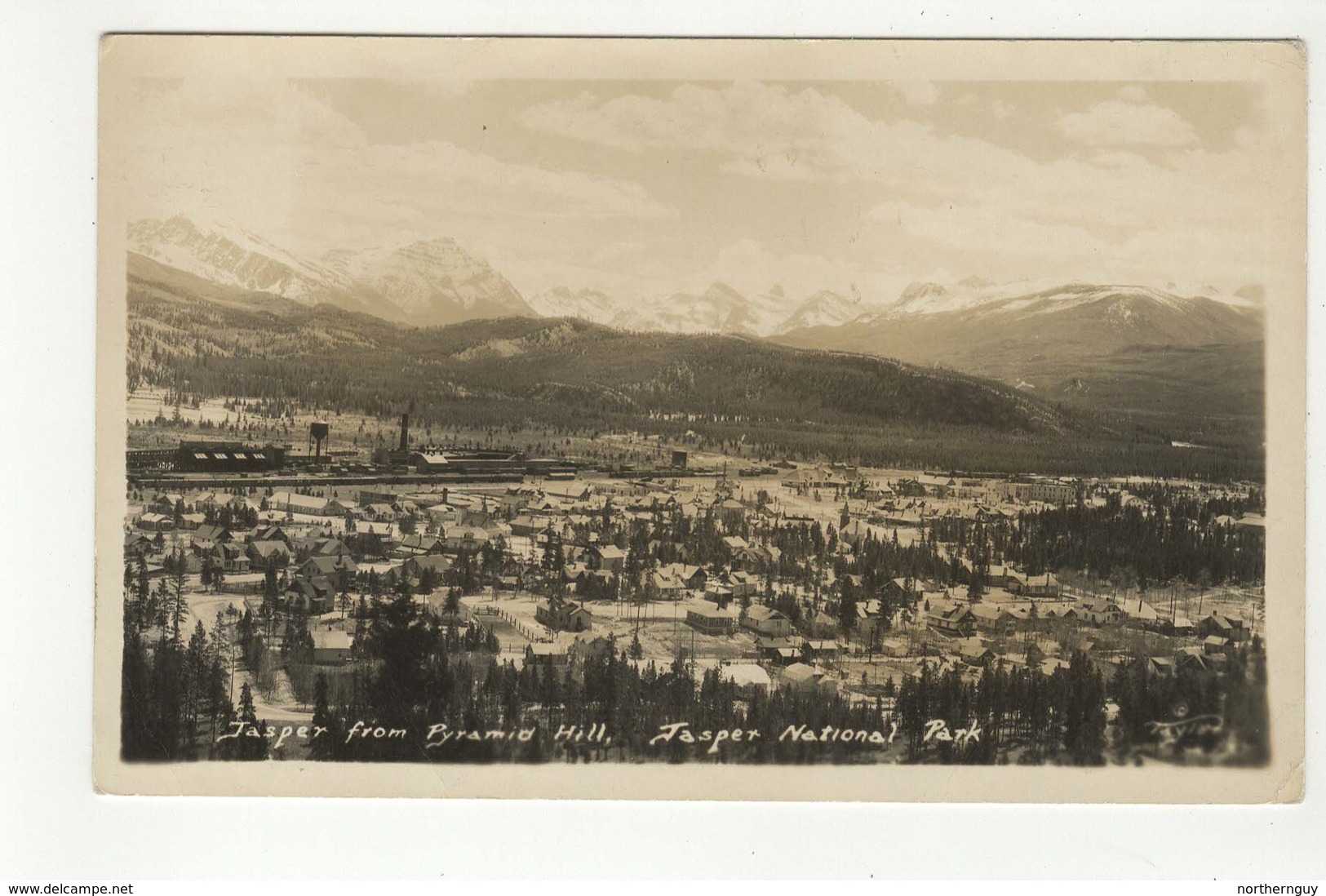 JASPER, Alberta, View From Pyramid Hill, Jasper National Park, Old Taylor RPPC - Jasper