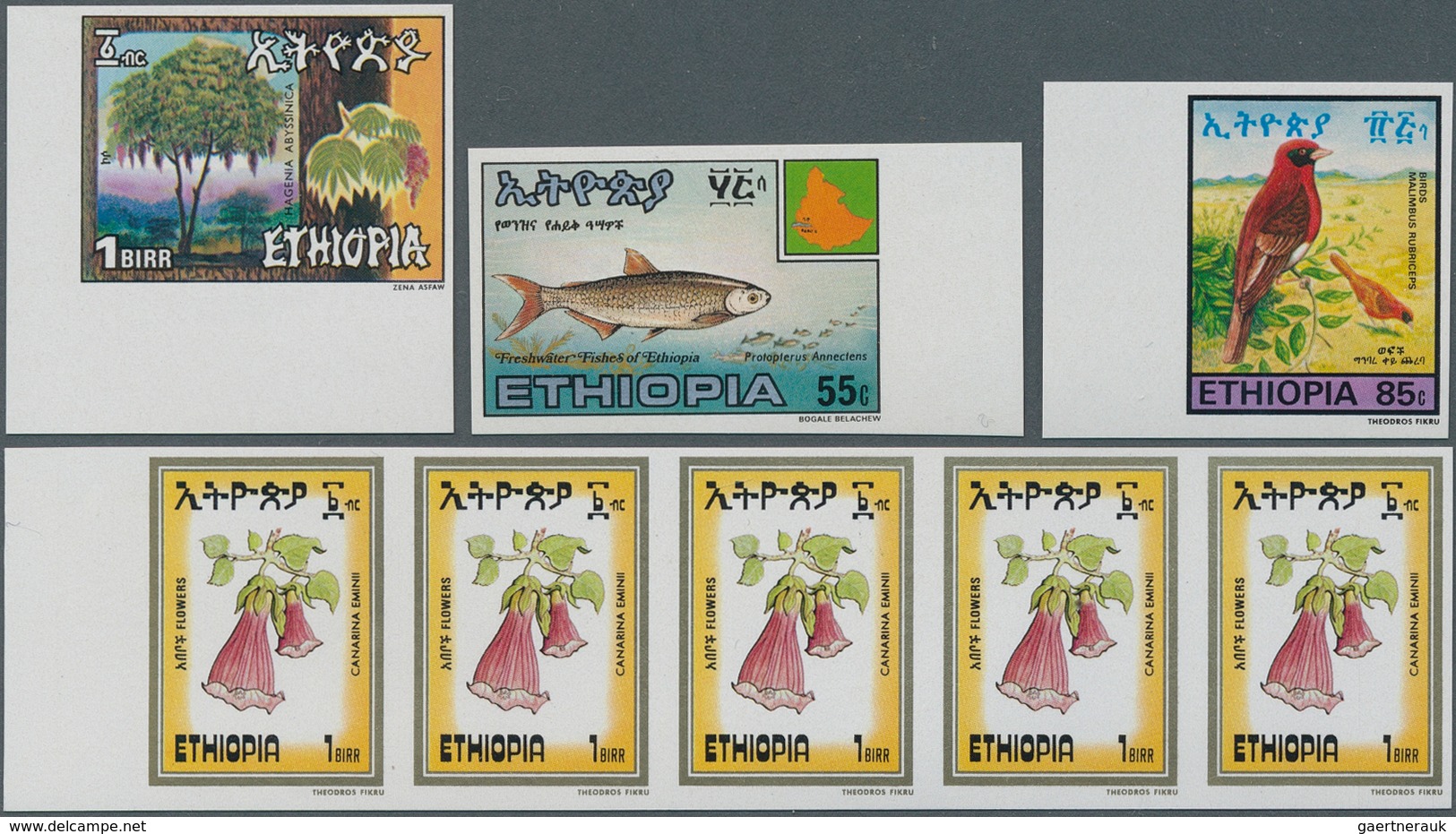 Äthiopien: 1973/1989, Lot Of 1390 IMPERFORATE (instead Of Perforate) Stamps MNH, Showing Various Top - Äthiopien