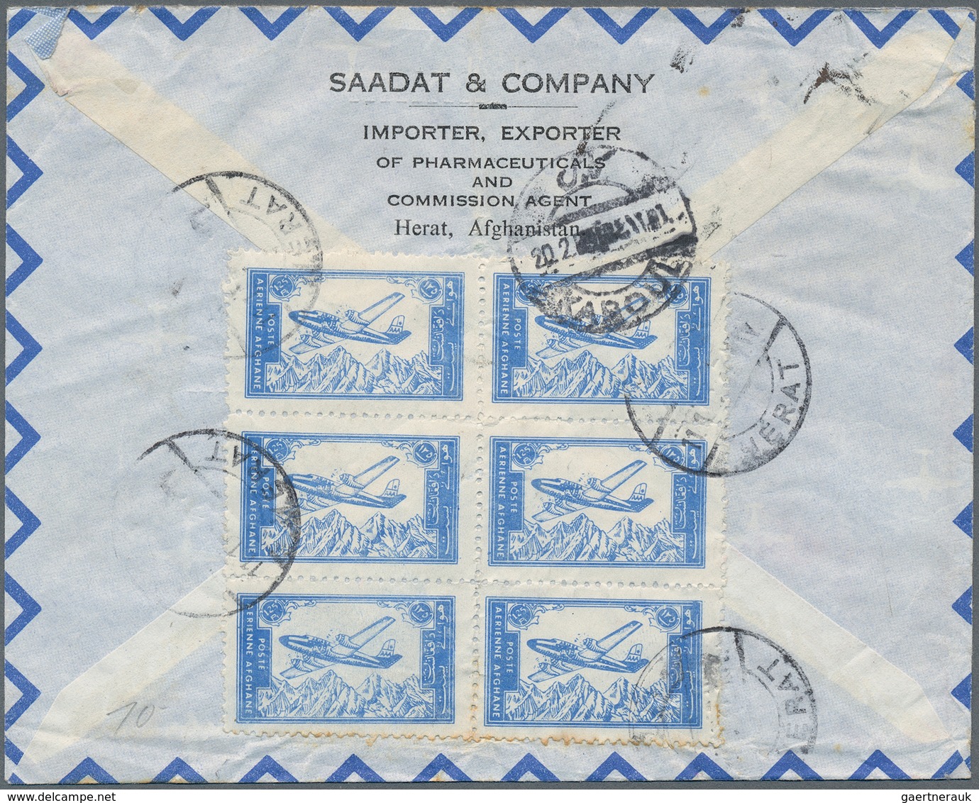 Afghanistan: 1940s/1950s, Group Of Twelve Commercial Covers/cards (mainly Registered/airmail) To Eur - Afghanistan