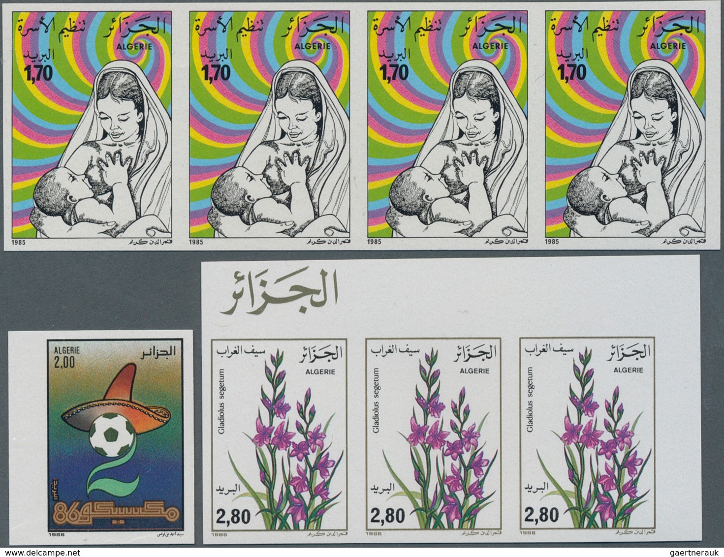 Algerien: 1974/1986, Lot Of 876 IMPERFORATE (instead Of Perforate) Stamps MNH, Showing Various Topic - Algerien (1962-...)