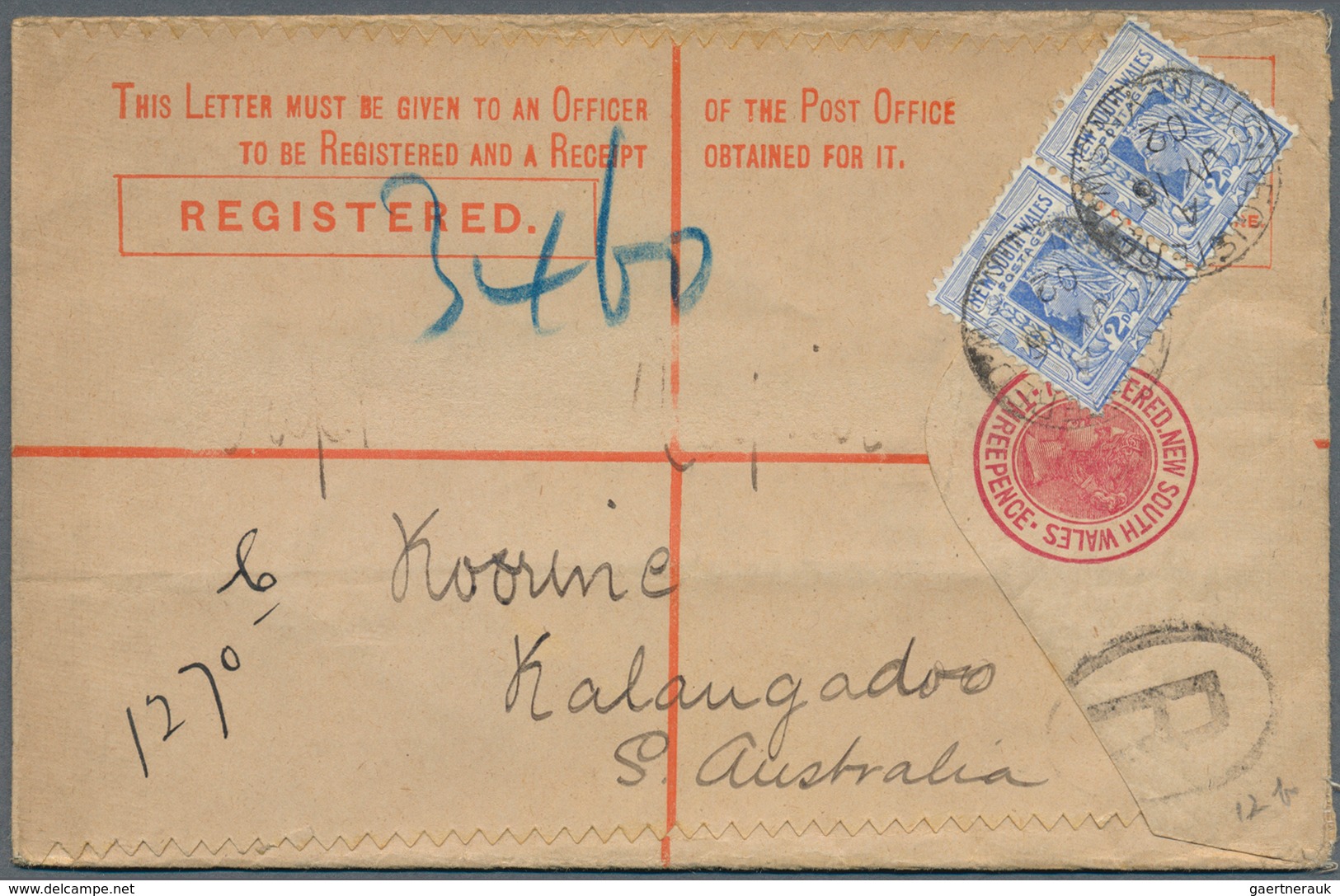 Australien - Ganzsachen: 1890's/1930: Group Of Nine Postal Stationery Registered Envelopes From New - Postal Stationery