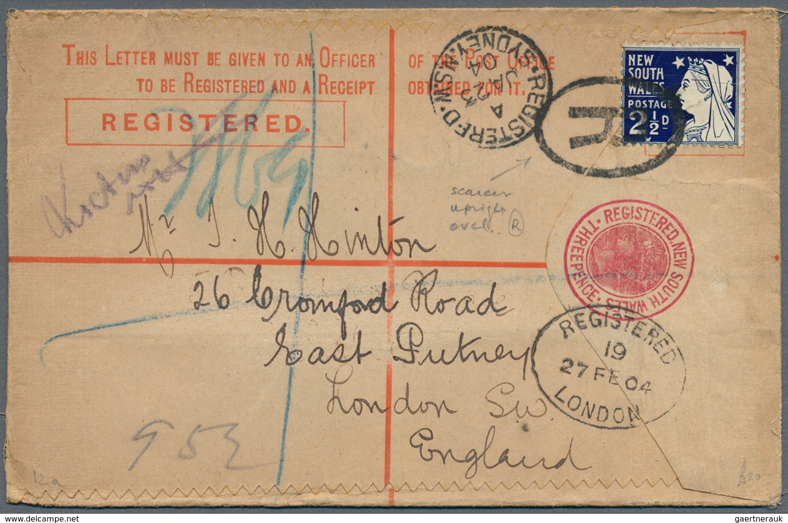 Australien - Ganzsachen: 1890's/1930: Group Of Nine Postal Stationery Registered Envelopes From New - Ganzsachen