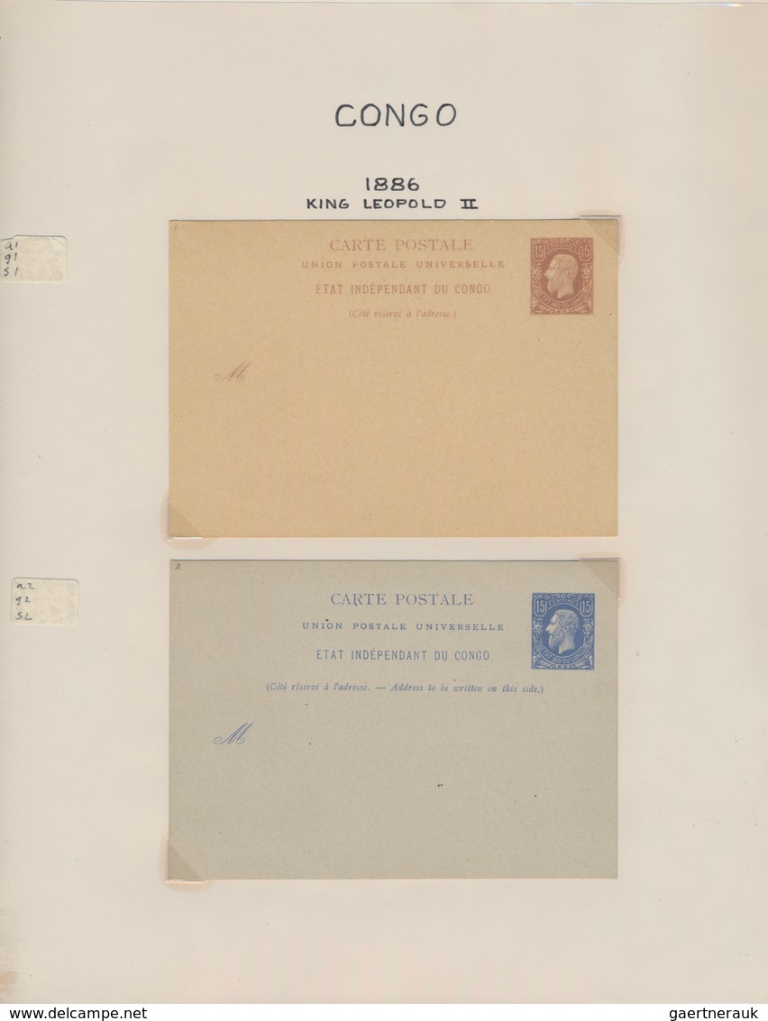 Belgisch-Kongo: 1886/1958 Postal Stationery Collection Of About 305 Postal Stationery Postcards (inc - Verzamelingen