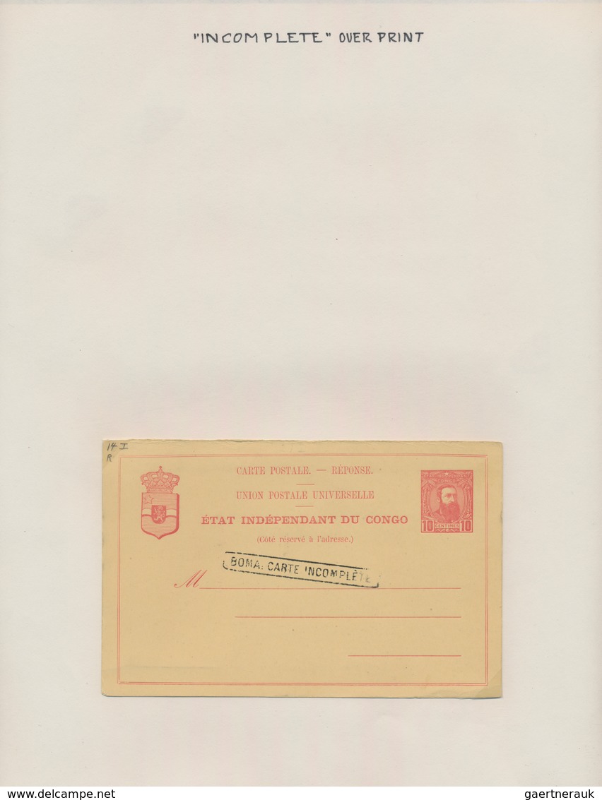 Belgisch-Kongo: 1886/1958 Postal Stationery Collection Of About 305 Postal Stationery Postcards (inc - Collections