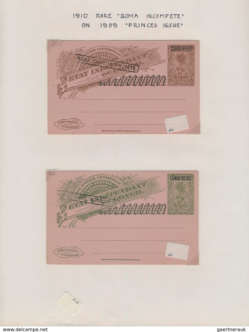 Belgisch-Kongo: 1886/1958 Postal Stationery Collection Of About 305 Postal Stationery Postcards (inc - Collections