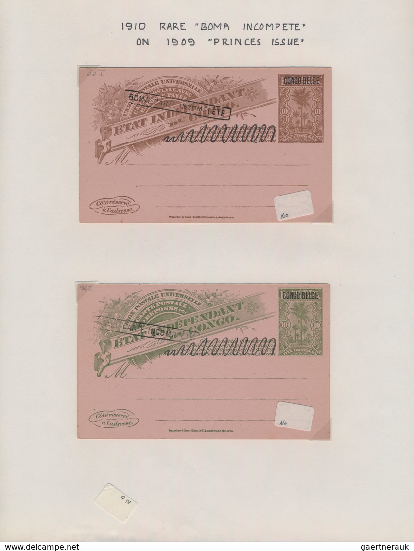 Belgisch-Kongo: 1886/1958 Postal Stationery Collection Of About 305 Postal Stationery Postcards (inc - Verzamelingen