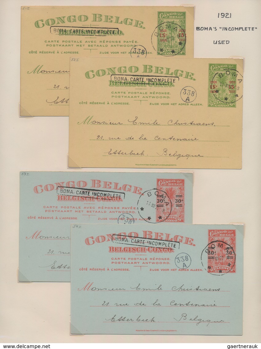 Belgisch-Kongo: 1886/1958 postal stationery collection of about 305 postal stationery postcards (inc